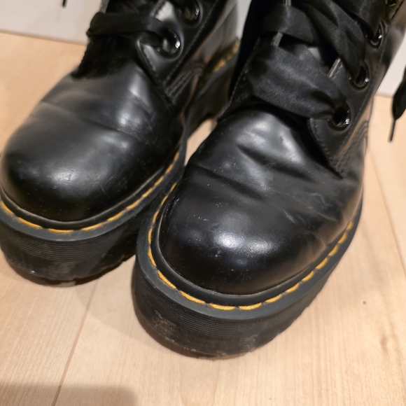 Dr Martens Molly Combat Boots High Top Shoes Boots Leather Black Womens 9 Grunge - Picture 4 of 10